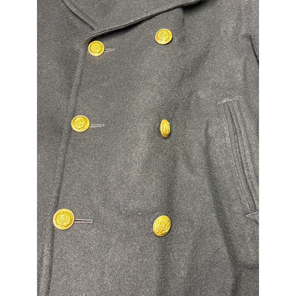 Vintage Sterlingwear Anchor Collection Mens Pea Coat Black Wool USMS 42R USA - Picture 2 of 11